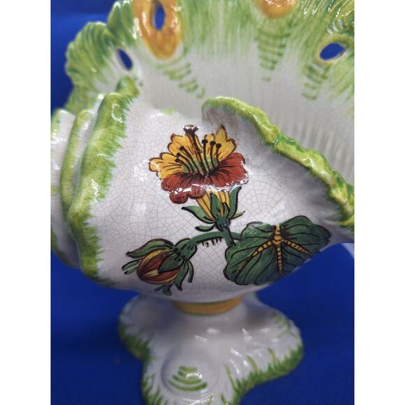 Jay Willfred Footed Seashell Rare Pattern! Made In Italy 1995- Bright & Cheery! - Picture 2 of 12
